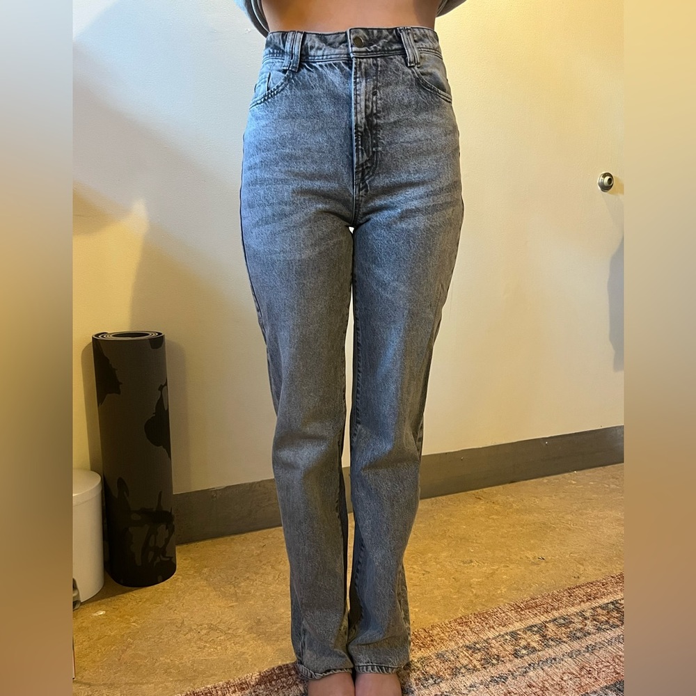 Zara straight leg full length hi-rise jeans